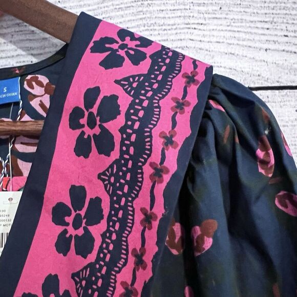 Farm Rio x Anthropologie Puff-Sleeve V Neck Midi Dress Size Small Floral New - Picture 9 of 14